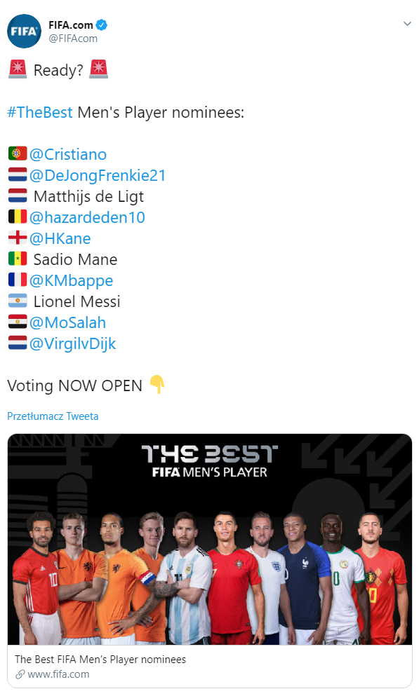 NOMINACJE w kategorii ''FIFA The Best''